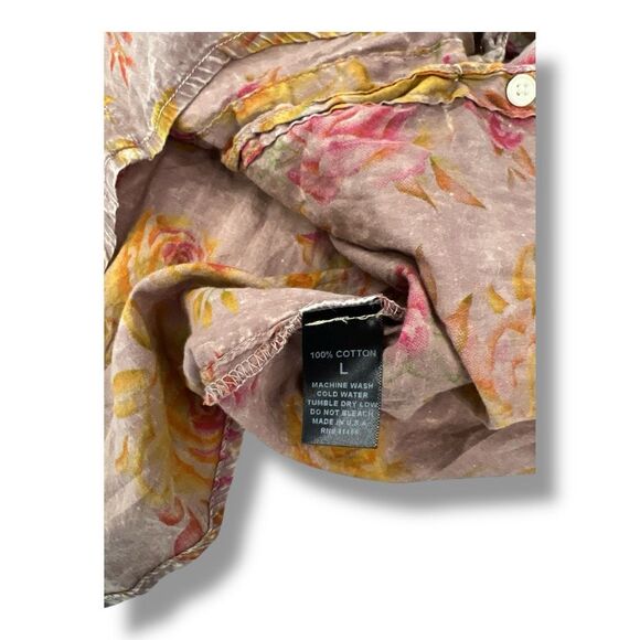 The Nu Vintage Button Front Floral Distressed Top Size Large - Picture 5 of 5